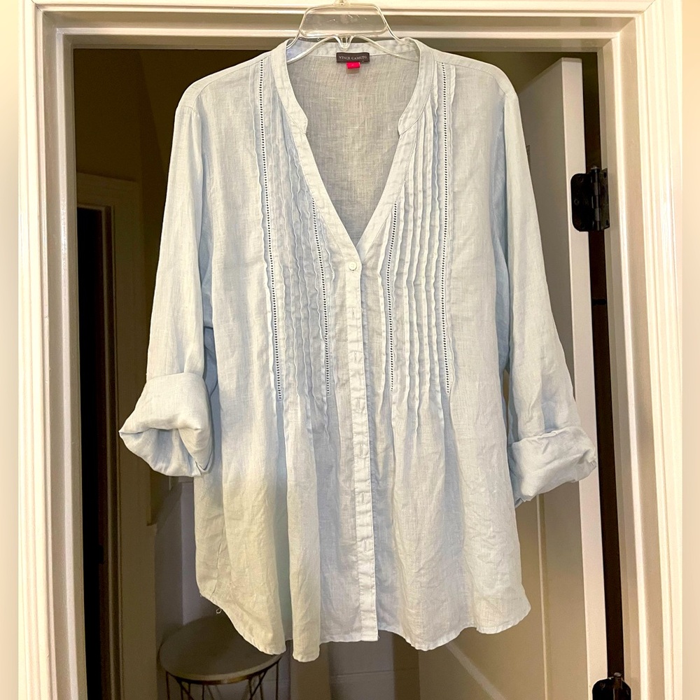 Pale green/blue Vince Camuto size XL linen shirt.